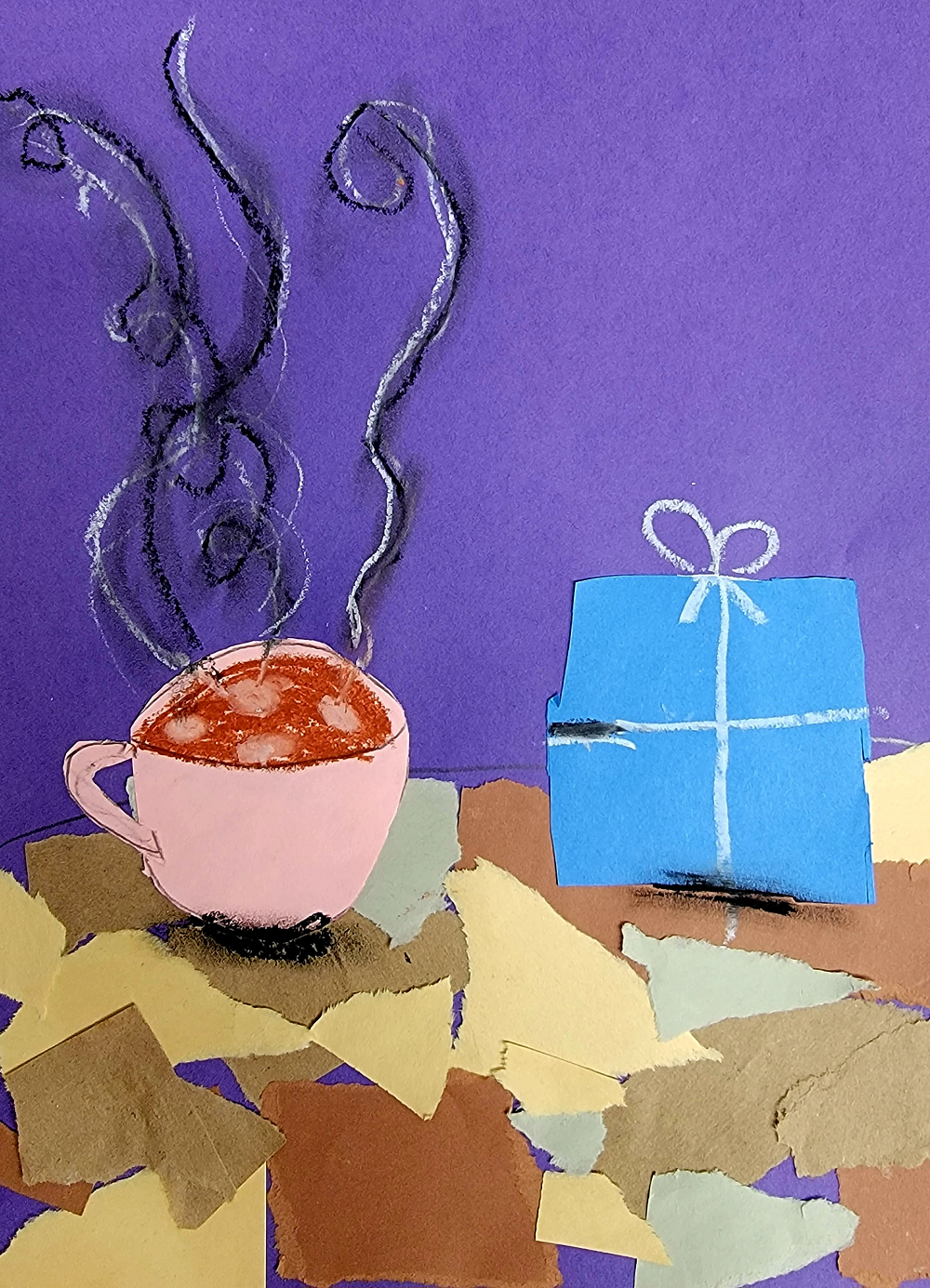 3rd Grade Hot Cocoa Mug Collages inspired by Megan Coyle
